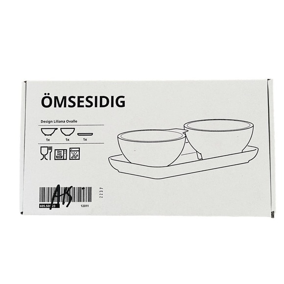 IKEA ÖMSESIDIG Tray with 2 Bowls, Orange & Gray (Chips & Dip) - Picture 3 of 7